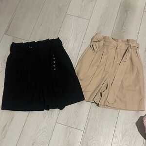 Black and Tan High-Waisted Shorts Set